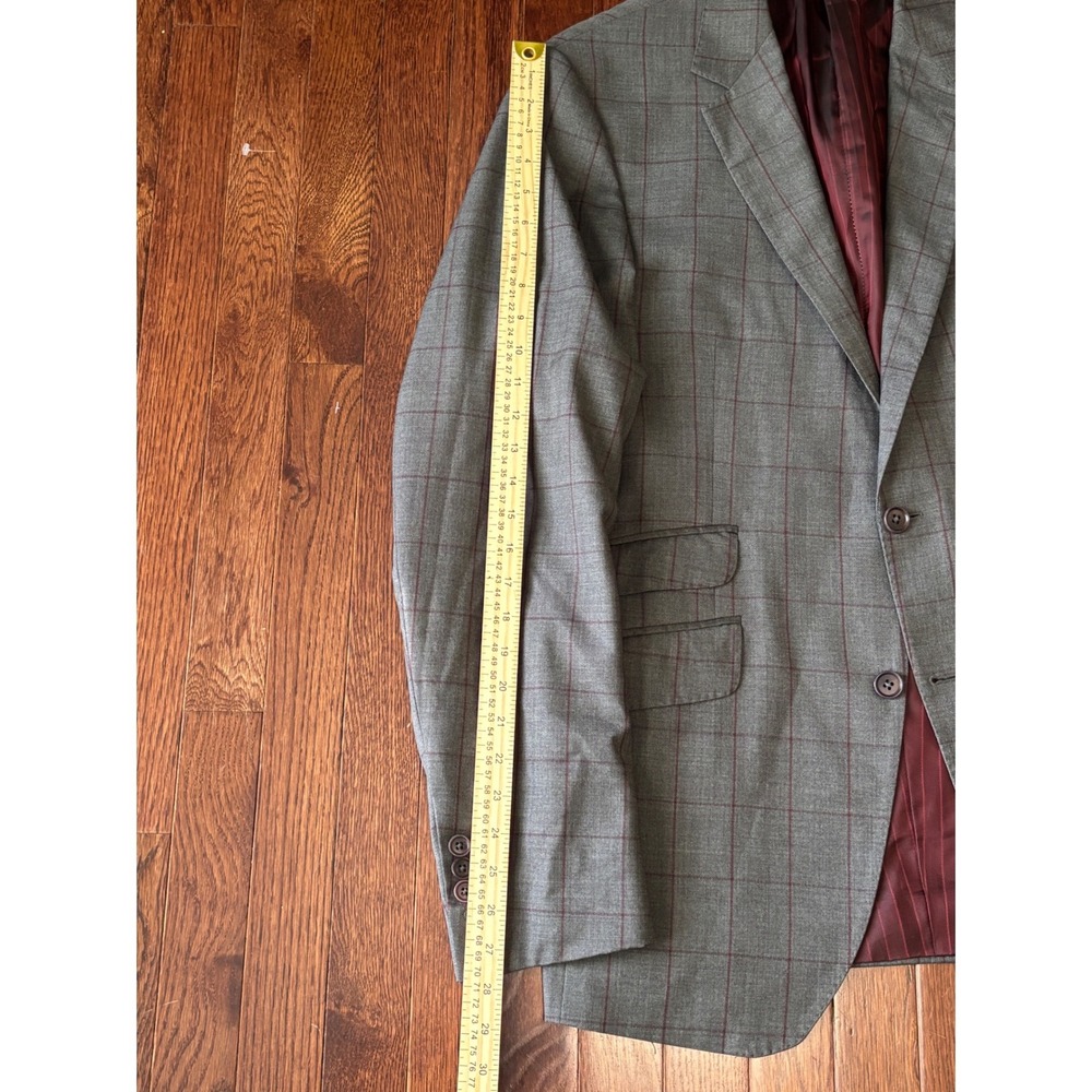 Coppley Suit 42R‎ Tollegno Super 120s Wool Grey Windowpane Made Canada 33x35 - Picture 9 of 16